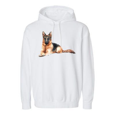 Ger Shepherd Watercolor For Dog Owners Gift Garment-Dyed Fleece Hoodie