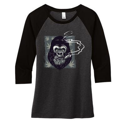 Gorilla Smoke Weed Women's Tri-Blend 3/4-Sleeve Raglan Shirt