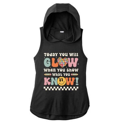 Groovy Show What You Know Testing Day For Teacher Ladies PosiCharge Tri-Blend Wicking Draft Hoodie Tank