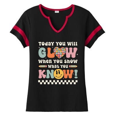 Groovy Show What You Know Testing Day For Teacher Ladies Halftime Notch Neck Tee