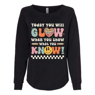 Groovy Show What You Know Testing Day For Teacher Womens California Wash Sweatshirt