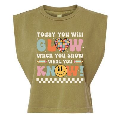 Groovy Show What You Know Testing Day For Teacher Garment-Dyed Women's Muscle Tee