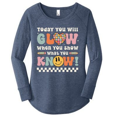 Groovy Show What You Know Testing Day For Teacher Women's Perfect Tri Tunic Long Sleeve Shirt