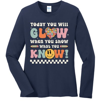 Groovy Show What You Know Testing Day For Teacher Ladies Long Sleeve Shirt