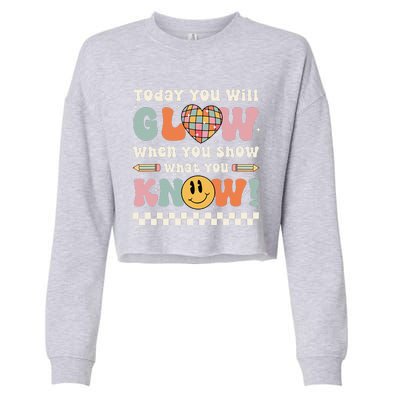 Groovy Show What You Know Testing Day For Teacher Cropped Pullover Crew