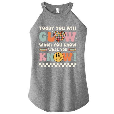 Groovy Show What You Know Testing Day For Teacher Women's Perfect Tri Rocker Tank