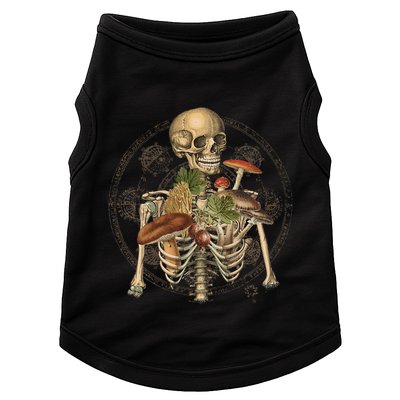 Goblincore Skeleton With Mushrooms Foraging Mycologist Fungi Doggie Tank