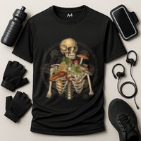 Goblincore Skeleton With Mushrooms Foraging Mycologist Fungi Performance Shirt