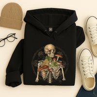 Goblincore Skeleton With Mushrooms Foraging Mycologist Fungi Hoodie