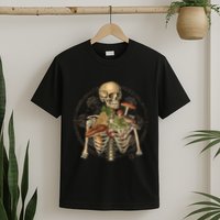 Goblincore Skeleton With Mushrooms Foraging Mycologist Fungi T-Shirt