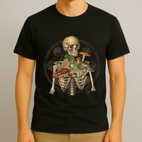 Goblincore Skeleton With Mushrooms Foraging Mycologist Fungi T-Shirt