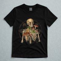 Goblincore Skeleton With Mushrooms Foraging Mycologist Fungi T-Shirt