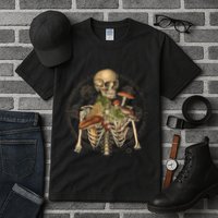 Goblincore Skeleton With Mushrooms Foraging Mycologist Fungi Tall T-Shirt