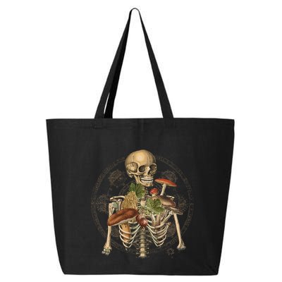 Goblincore Skeleton With Mushrooms Foraging Mycologist Fungi 25L Jumbo Tote