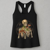 Goblincore Skeleton With Mushrooms Foraging Mycologist Fungi Womens Tank Top
