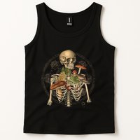 Goblincore Skeleton With Mushrooms Foraging Mycologist Fungi Tank Top