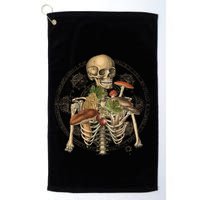 Goblincore Skeleton With Mushrooms Foraging Mycologist Fungi Golf Towel