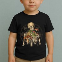 Goblincore Skeleton With Mushrooms Foraging Mycologist Fungi Toddler T-Shirt