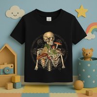 Goblincore Skeleton With Mushrooms Foraging Mycologist Fungi Toddler T-Shirt