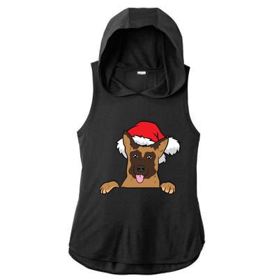 Ger Shepherd With Santa Hat Ger Shepherd Dog Christmas Cute Gift Ladies PosiCharge Tri-Blend Wicking Draft Hoodie Tank