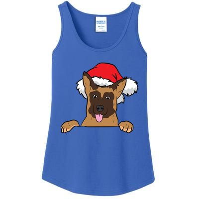 Ger Shepherd With Santa Hat Ger Shepherd Dog Christmas Cute Gift Ladies Essential Tank