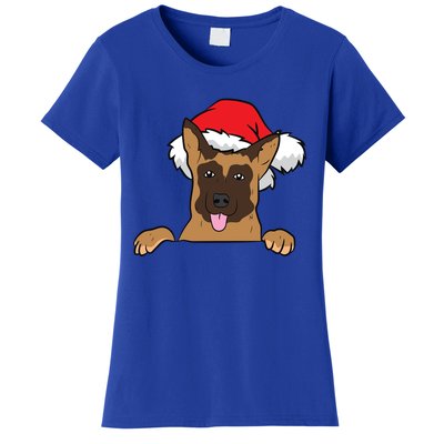 Ger Shepherd With Santa Hat Ger Shepherd Dog Christmas Cute Gift Women's T-Shirt