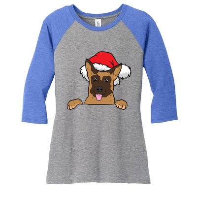 Ger Shepherd With Santa Hat Ger Shepherd Dog Christmas Cute Gift Women's Tri-Blend 3/4-Sleeve Raglan Shirt