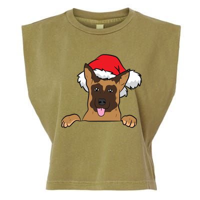 Ger Shepherd With Santa Hat Ger Shepherd Dog Christmas Cute Gift Garment-Dyed Women's Muscle Tee