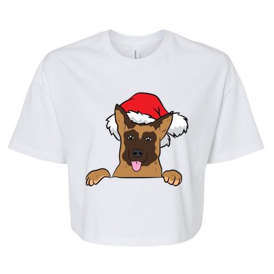 Ger Shepherd With Santa Hat Ger Shepherd Dog Christmas Cute Gift Bella+Canvas Jersey Crop Tee