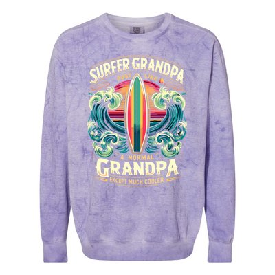 Grandpa Surfer Wave Surfboard Surfing Surf Surfers Meaningful Gift Colorblast Crewneck Sweatshirt