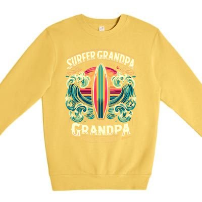 Grandpa Surfer Wave Surfboard Surfing Surf Surfers Meaningful Gift Premium Crewneck Sweatshirt