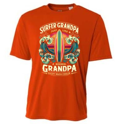 Grandpa Surfer Wave Surfboard Surfing Surf Surfers Meaningful Gift Cooling Performance Crew T-Shirt