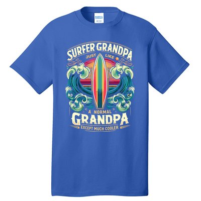 Grandpa Surfer Wave Surfboard Surfing Surf Surfers Meaningful Gift Tall T-Shirt