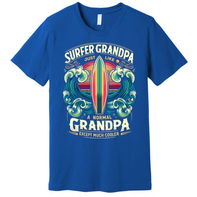 Grandpa Surfer Wave Surfboard Surfing Surf Surfers Meaningful Gift Premium T-Shirt