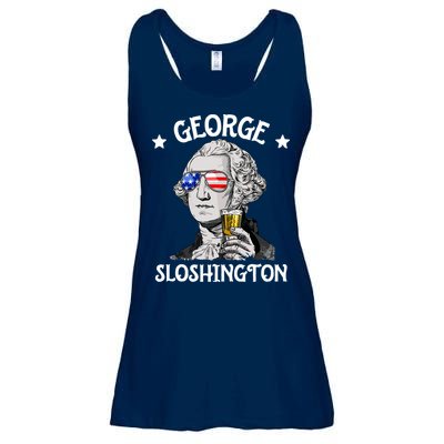 George Sloshington Washington 4th Of July USA Flag Ladies Essential Flowy Tank