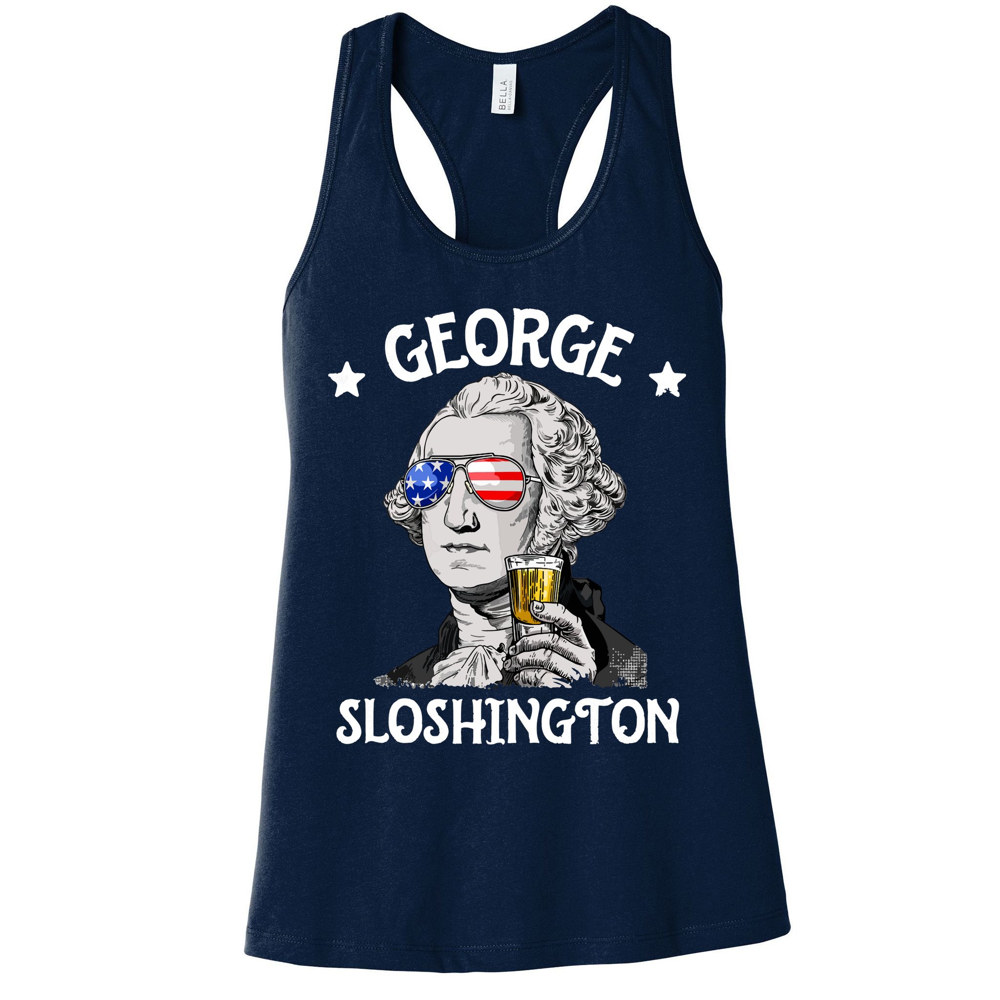George Sloshington Washington 4th Of July USA Flag Womens Tank Top
