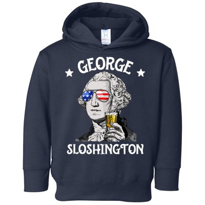 George Sloshington Washington 4th Of July USA Flag Toddler Hoodie