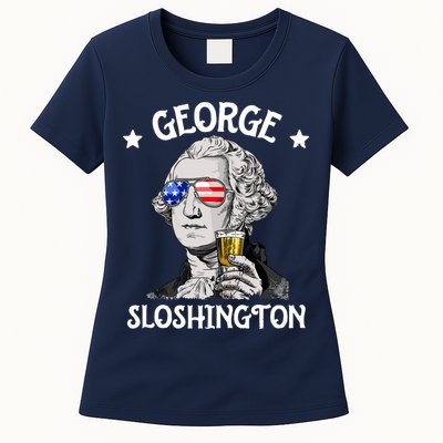 George Sloshington Washington 4th Of July USA Flag Womens T-Shirt