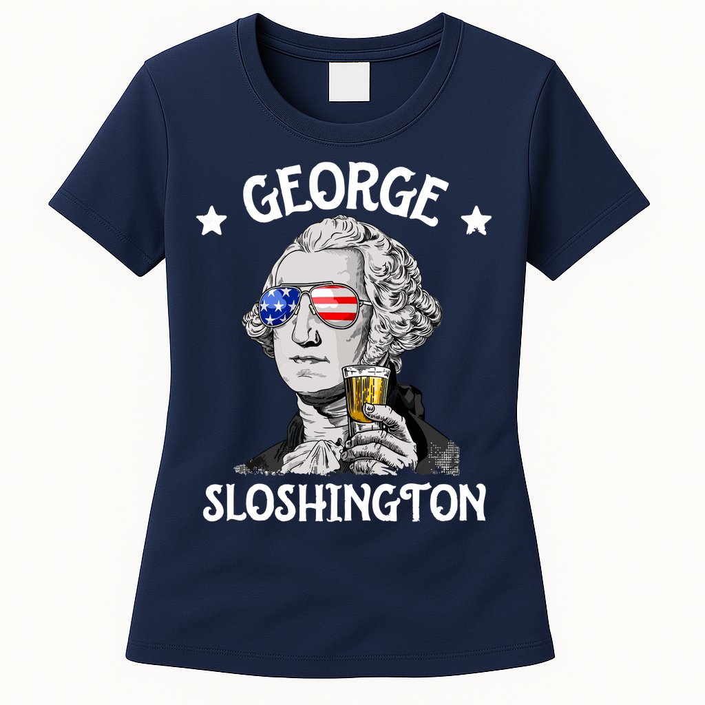 George Sloshington Washington 4th Of July USA Flag Womens T-Shirt