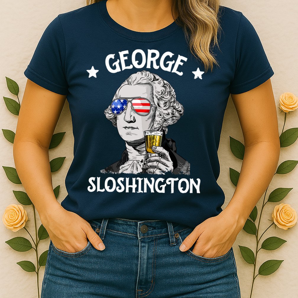 George Sloshington Washington 4th Of July USA Flag Womens T-Shirt