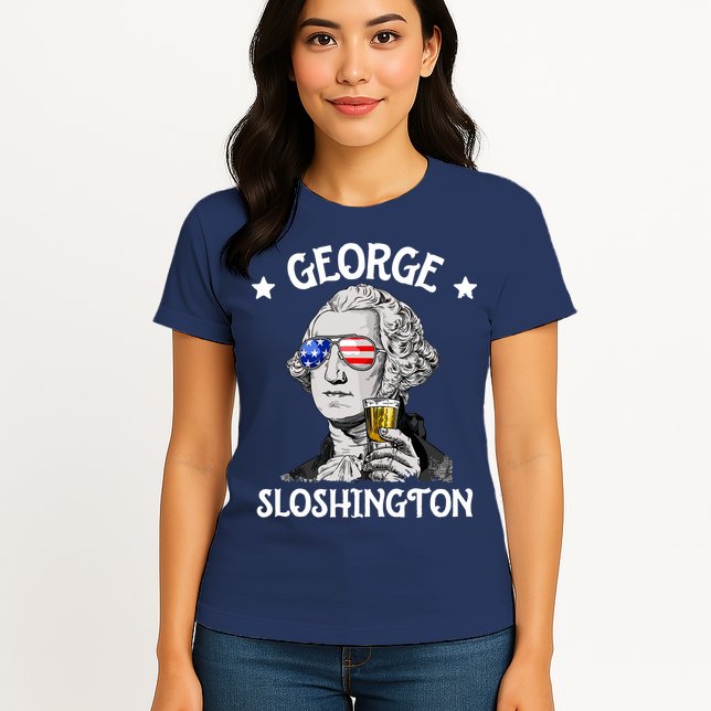 George Sloshington Washington 4th Of July USA Flag Womens T-Shirt
