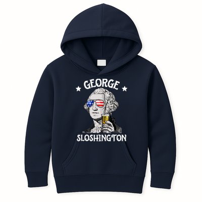George Sloshington Washington 4th Of July USA Flag Kids Hoodie
