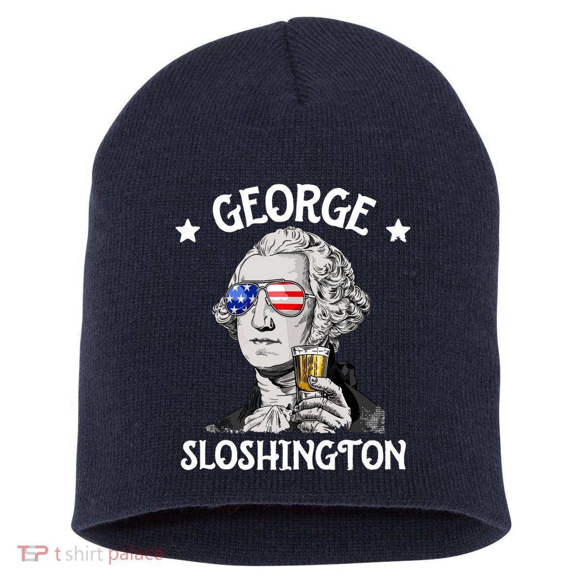 George Sloshington Washington 4th Of July USA Flag Short Acrylic Beanie