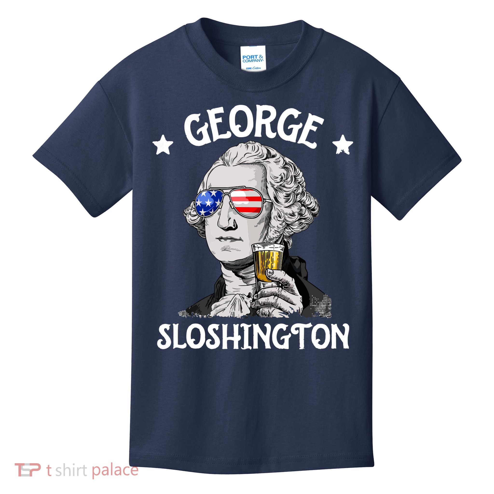 George Sloshington Washington 4th Of July USA Flag Kids T-Shirt