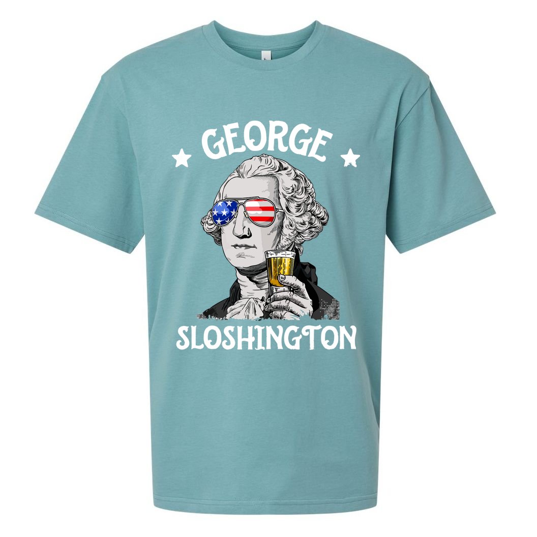 George Sloshington Washington 4th Of July USA Flag Sueded Cloud Jersey T-Shirt