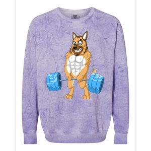 German Shepherd Weightlifting Colorblast Crewneck Sweatshirt