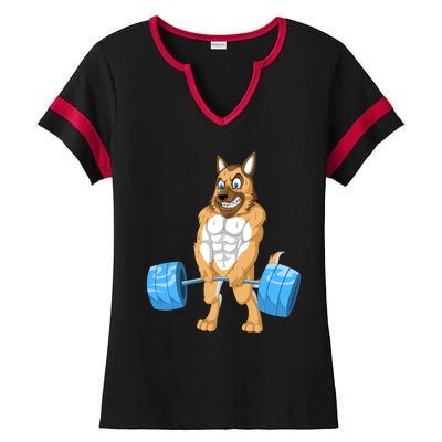 German Shepherd Weightlifting Ladies Halftime Notch Neck Tee