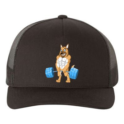 German Shepherd Weightlifting Yupoong Adult 5-Panel Trucker Hat