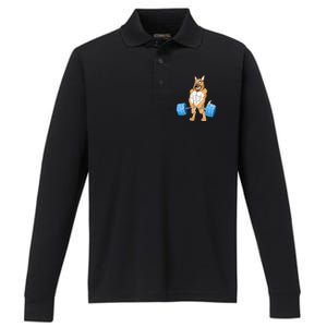 German Shepherd Weightlifting Performance Long Sleeve Polo