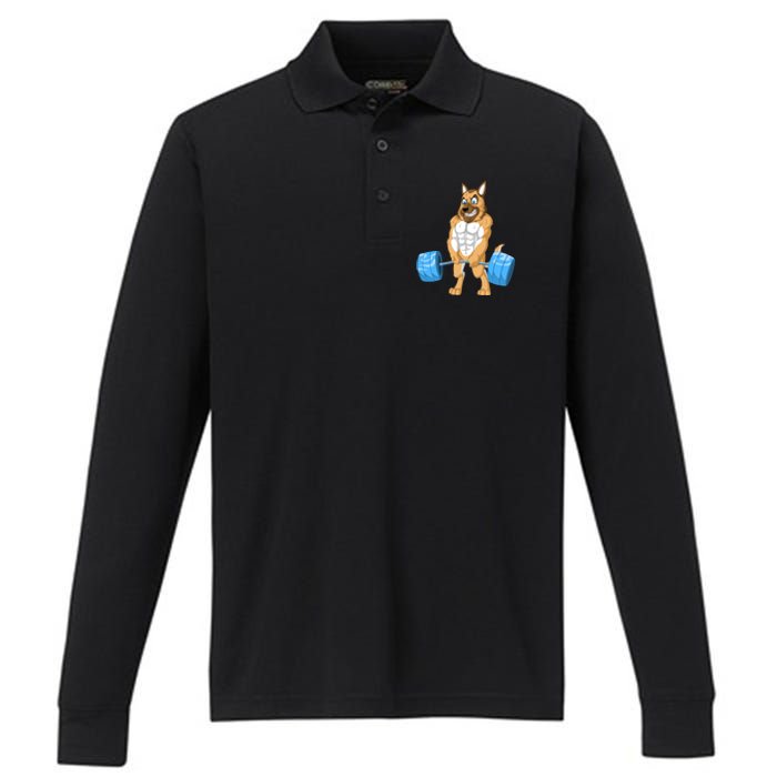 German Shepherd Weightlifting Performance Long Sleeve Polo